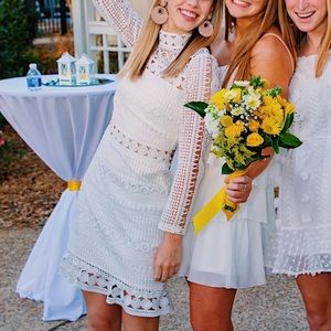 White lace long sleeve mini dress